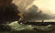 Gideon Jacques Denny Shipwrecked figures signaling to a distant sailing ship oil painting